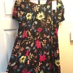 Cute floral on black swing dress orlong tunic